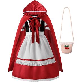 ReliParty Girls Costume for Girls Deluxe Costume Halloween Dress with Cloak,Apron, Bag