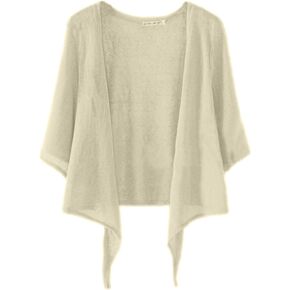 Women's Summer Cardigan Soft Casual Lightweight 3/4 Sleeve Sheer Tie Front Bolero Shrug