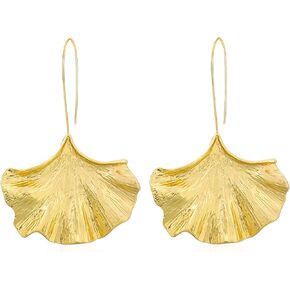 Vavhoo Fashion Gold Silver Ginkgo Leaf Drop Dangle Earrings Fall Maple Leaf Pendant Earrings for Girlfriend Wife Daughter Partner Jewelry