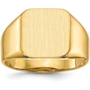 Jewels By Lux Monogram Initial Engravable Custom Personalized Polished For Men or Women 10K Yellow Gold 13x12.5mm Open Back Men's Signet Band Ring