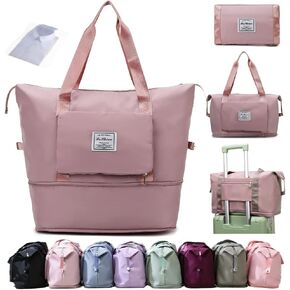 Ranslen Large Capacity Folding Travel Bag,Expansion Travel Duffel Bag with Dry and Wet Separation Portable Travel Duffel Bag