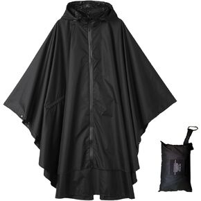 HLKZONE Waterproof Outerwear Rain Poncho Jacket Lightweight Raincoat Hooded with Pockets for Concerts, Parks, Camping