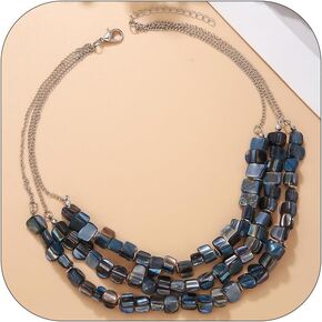 Statement Necklace for Women Multicolor Collar Necklace Layered Chunky Necklace Ethnic Irregular Beaded Necklace Vintage Long Strand Necklace for Girls Halloween Christmas Party Jewelry Gifts for Girlfriend