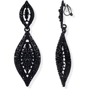 Clip on Earrings Women Black Rhinestone Earrings Dangle Formal Earrings Sparkly Earrings 2023 Christmas for Teen Girls
