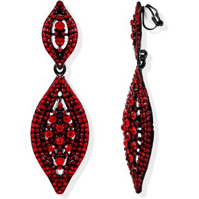 Clip on Earrings Women Black Rhinestone Earrings Dangle Formal Earrings Sparkly Earrings 2023 Christmas for Teen Girls in Kuwait