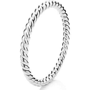 Metal Factory 925 Sterling Silver 2MM Eternity Rope Wedding Band Ring