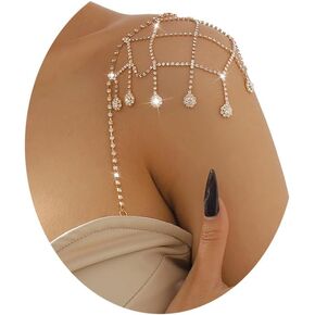 Rhinestone Shoulder Chain Jewelry Crystal Tassel Arm Chain Sexy Festival Rave Crystal Shoulder Strap Bra Chain Bridal Rhinestone Lingerie Chain Jewelry for Women