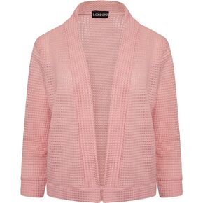 Loxdonz Women's 3/4 Sleeve Cropped Cardigan Sweater Crochet Shrugs for Women