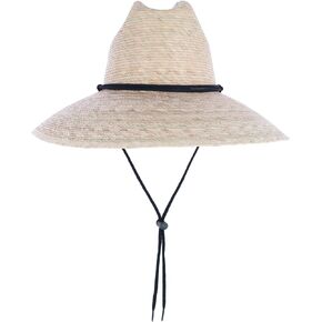 CTM® Wide Brim Crushable Straw Lifeguard Hat with Chin Strap
