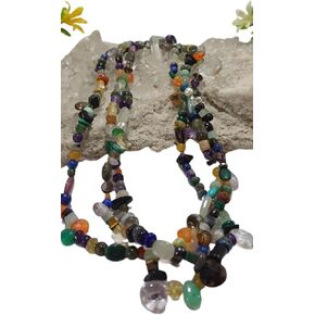 Vintage Handmade Multicolor Semi Precious Stone Agate Bead Necklace Strand Neckpiece For Unisex Adult in Saudi Arabia