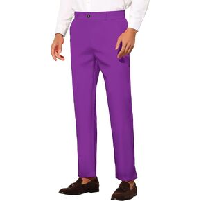 Lars Amadeus Men's Slim Fit Dress Trousers Flat Front Solid Color Skinny Business Pants