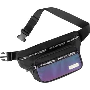 Fanny Packs for Women Men, Waterproof Crossbody Fanny Pack, Belt Bag with Adjustable Strap, Workout Running Travelling Hiking, Black