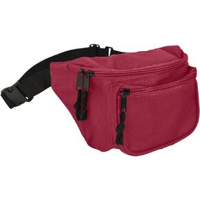 DALIX 3 Pocket Fanny Pack Money Pouch Concealer Runners Bag Waist Belt in Red