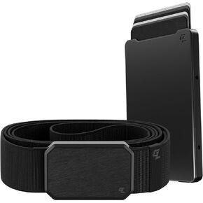 Groove Wallet Gun Metal with Money Clip and Gun Metal/Black Groove Belt Bundle - X-Large