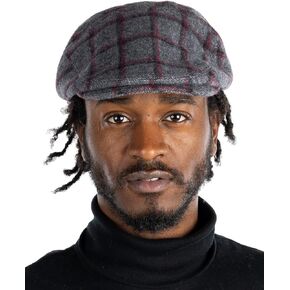 Funky Junque Men’s Wool Blend Newsboy Tweed Flat Cap, Classic Vintage Gatsby Cabbie Golf Hat for Driving Hunting Duckbill Cap