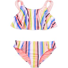 Catalina Girls' Flounce Bikini Top with Scoop Bottom