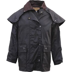 Men's Short Oilskin Western Australian Waterproof Duster Coat, Raincoat Oil Cloth Cotton