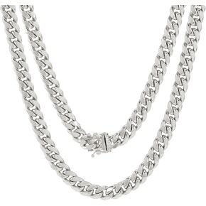 Nuragold 10k White Gold 6.5mm Miami Cuban Link Chain Necklace, Mens Jewelry Box Clasp 18" 20" 22" 24" 26" 28" 30"