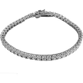 Unisex 4mm ANTI-TARNISH Real Solid 925 Sterling Silver Tennis Chain AAA CZ Stones One Row Choker Necklace 16-30" Bracelet 6.5-9''
