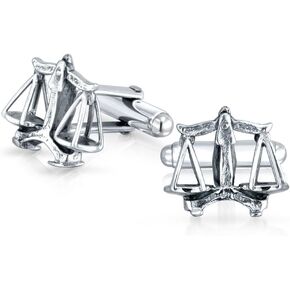 Attorney Legal Judge Lawyer Scales Of Justice Libra Shirt Cufflinks For Men Executive Gift Oxidized .925 Sterling Silver Bullet Hinge Back