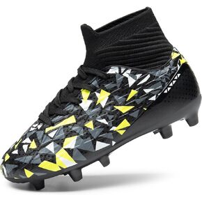 DREAM PAIRS Boys Football Cleats Youth High Top Firm Ground Soccer Shoes for Little/Big Kids
