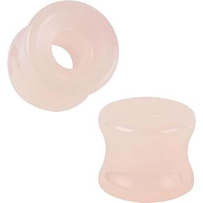 Natural Amethyst/Rose/Moonstone Quartz Stone Double Flared Tunnel Plug Gauges Earrings, Sold As Pair 5mm-12mm