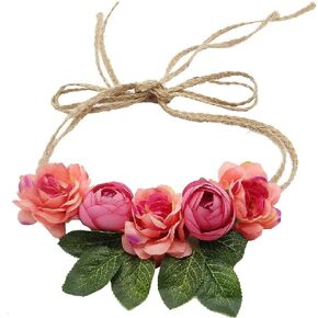 The Crafty Owl Bohemian Flowers Pearl Garland Bridal Wedding/Sweet Sixteen/Flower Girl/Quinceanera Crown Headdress (Handmade Bow Flower Multicolors)
