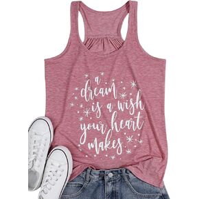 A Dream is A Wish Your Heart Makes Tank Tops Women Summer Funny Letter Print Casual Sleeveless Tank Tops