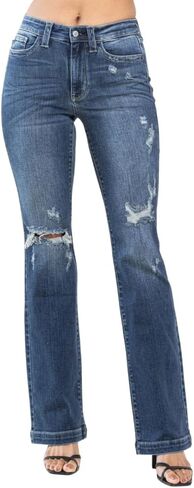 Judy Blue Mid Rise Hand Sand & Destroy Bootcut in Saudi Arabia