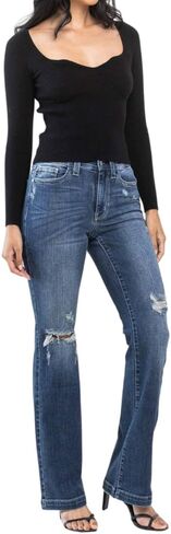 Judy Blue Mid Rise Hand Sand & Destroy Bootcut in Saudi Arabia