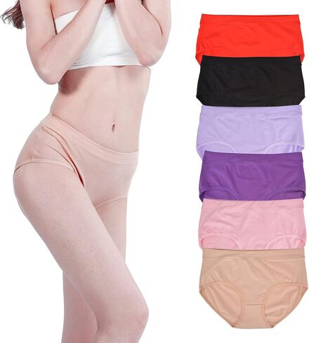 Buankoxy Women's 6 Pack Stretch Cotton Panties, Assorted Colors in Kuwait