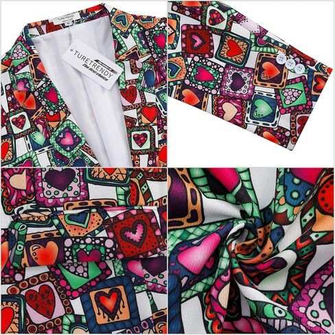 TURETRENDY Men's Printed Blazer Casual Slim Fit One Button Sports Coat Festival Party Jacket Squareheart XL in Kuwait