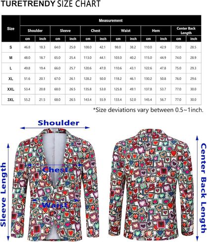 TURETRENDY Men's Printed Blazer Casual Slim Fit One Button Sports Coat Festival Party Jacket Squareheart XL in Kuwait