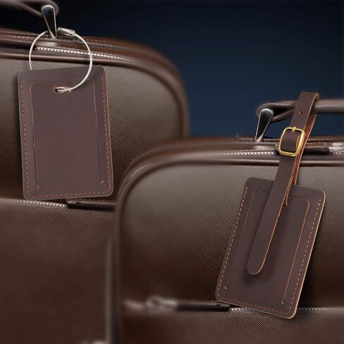 Ancicraft Leather Luggage Tags for Men Women with Privacy Flap Adjustable Strap and Steel Loop in Saudi Arabia