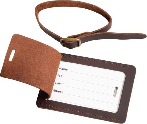 Ancicraft Leather Luggage Tags for Men Women with Privacy Flap Adjustable Strap and Steel Loop in Saudi Arabia