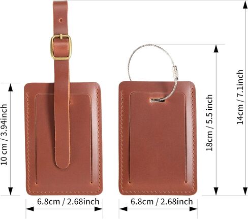 Ancicraft Leather Luggage Tags for Men Women with Privacy Flap Adjustable Strap and Steel Loop in Kuwait