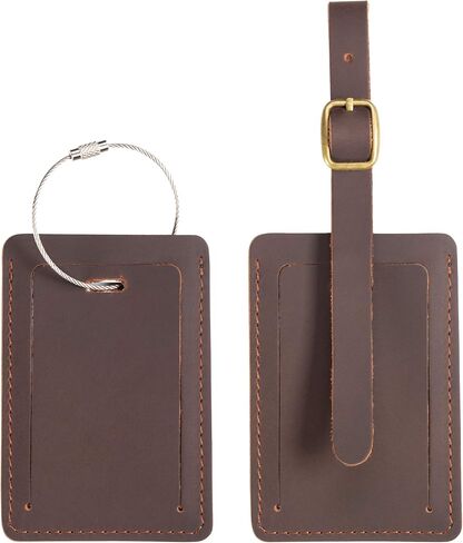 Ancicraft Leather Luggage Tags for Men Women with Privacy Flap Adjustable Strap and Steel Loop in Saudi Arabia