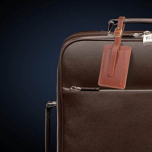 Ancicraft Leather Luggage Tags for Men Women with Privacy Flap Adjustable Strap and Steel Loop in Kuwait