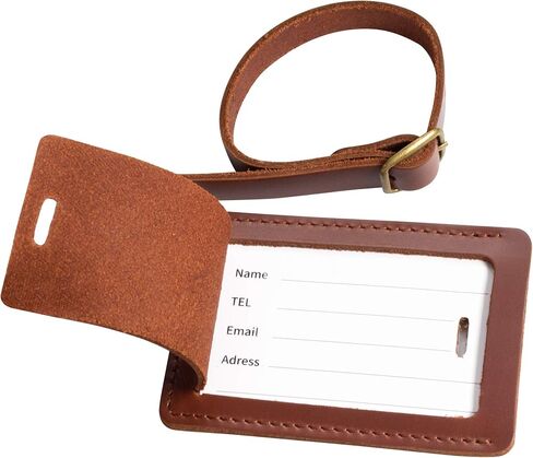 Ancicraft Leather Luggage Tags for Men Women with Privacy Flap Adjustable Strap and Steel Loop in Kuwait