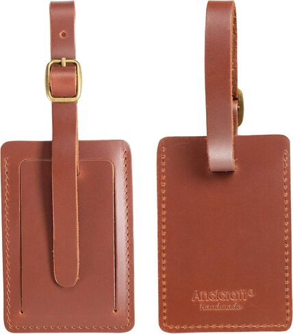 Ancicraft Leather Luggage Tags for Men Women with Privacy Flap Adjustable Strap and Steel Loop in Kuwait