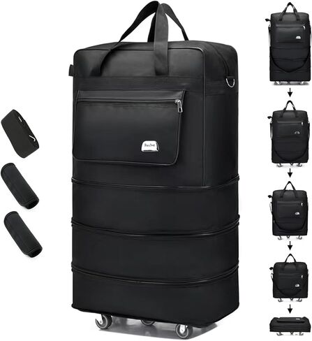 Gloyuda Expandable Foldable Luggage, 28‘’Suitcase with Spinner Wheels, Rolling Duffel Travel Bag, Large Capacity Collapsible Luggage, Rolling Backpack With 2 Luggage Handle Wrap and 1 Shoulder Strap in Kuwait