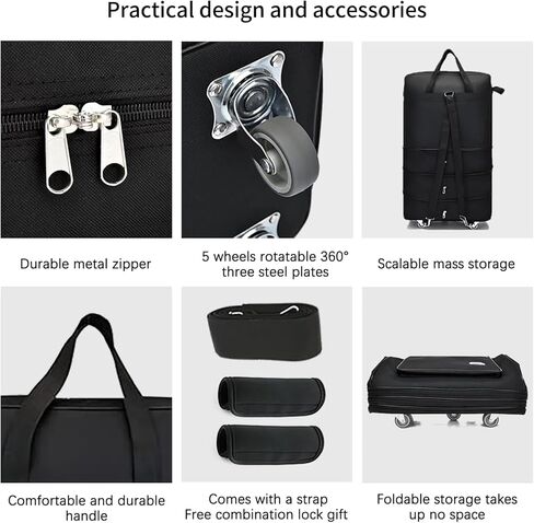 Gloyuda Expandable Foldable Luggage, 28‘’Suitcase with Spinner Wheels, Rolling Duffel Travel Bag, Large Capacity Collapsible Luggage, Rolling Backpack With 2 Luggage Handle Wrap and 1 Shoulder Strap in Kuwait