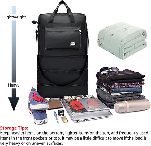 Gloyuda Expandable Foldable Luggage, 28‘’Suitcase with Spinner Wheels, Rolling Duffel Travel Bag, Large Capacity Collapsible Luggage, Rolling Backpack With 2 Luggage Handle Wrap and 1 Shoulder Strap in Kuwait