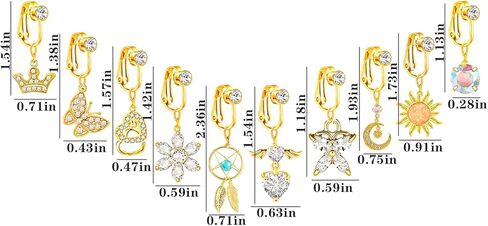 NEWITIN 10 قطع وهمية حلقات زر البطن للنساء تتدلى السرة مكعب زركونيا غير ثقب البطن مجوهرات كليب على حلقات زر البطن للنساء الفتيات in Kuwait