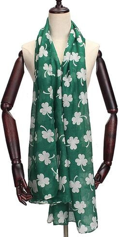 HGRTYXS 2 Pack Shamrock Scarf Irish Scarf St Patricks Day Accessories for Women Irish Clover Silky Stripe,Long Clover Scarf Irish Gifts for Women St.Patrick's Scarf Saint Patricks Day Accessories in Kuwait