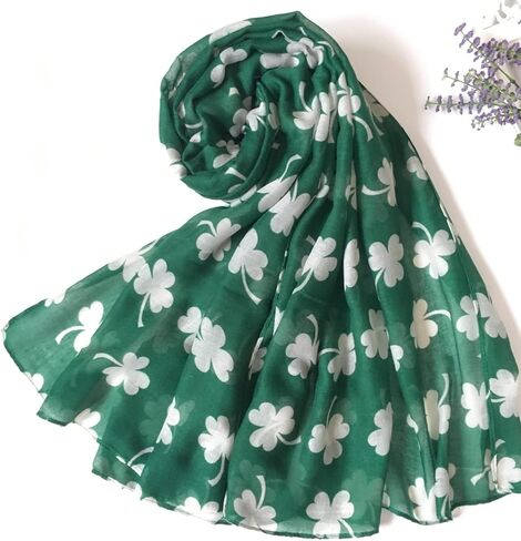 HGRTYXS 2 Pack Shamrock Scarf Irish Scarf St Patricks Day Accessories for Women Irish Clover Silky Stripe,Long Clover Scarf Irish Gifts for Women St.Patrick's Scarf Saint Patricks Day Accessories in Kuwait