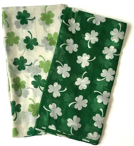 HGRTYXS 2 Pack Shamrock Scarf Irish Scarf St Patricks Day Accessories for Women Irish Clover Silky Stripe,Long Clover Scarf Irish Gifts for Women St.Patrick's Scarf Saint Patricks Day Accessories in Kuwait
