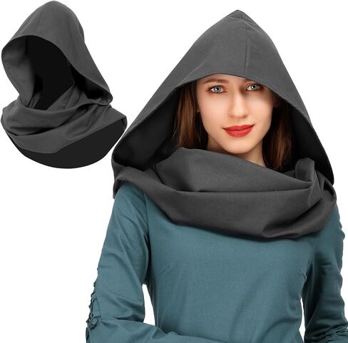 Medieval Linen Cowl Hood Scarf Vintage Rogue Cape Costume Accessory in Kuwait