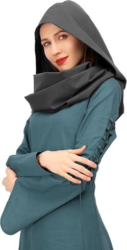 Medieval Linen Cowl Hood Scarf Vintage Rogue Cape Costume Accessory in Kuwait