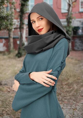 Medieval Linen Cowl Hood Scarf Vintage Rogue Cape Costume Accessory in Kuwait